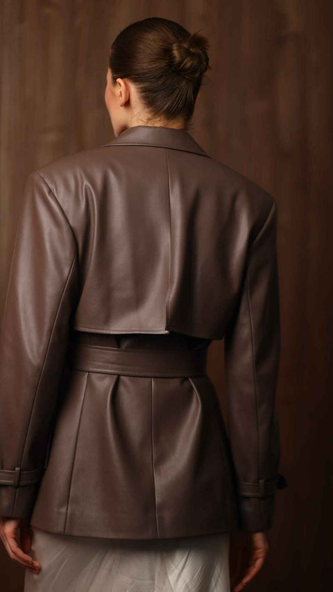 BÚDZIKO | LONDON BROWN CROPPED TRENCH COAT