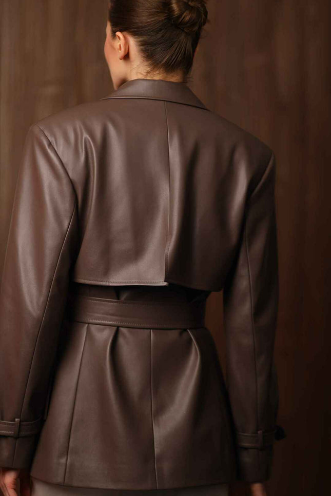 BÚDZIKO | LONDON BROWN CROPPED TRENCH COAT