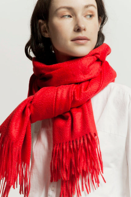 Bel Cashmere | Estola/ Bufanda grande con flecos roja
