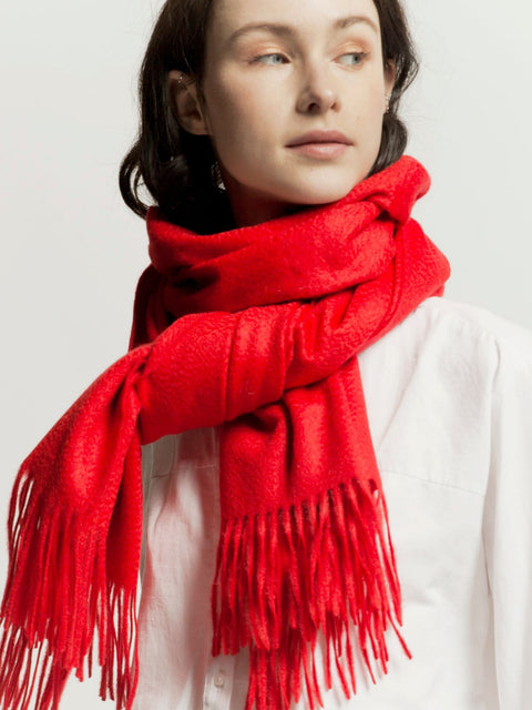 Bel Cashmere | Estola/ Bufanda grande con flecos roja