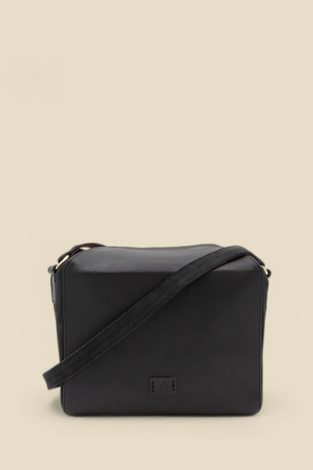 bolso de piel buxus negro frontal