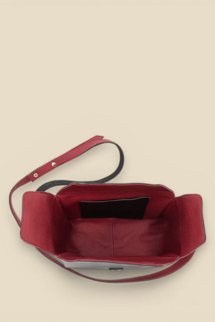 bolso de piel buxus negro abierto superior