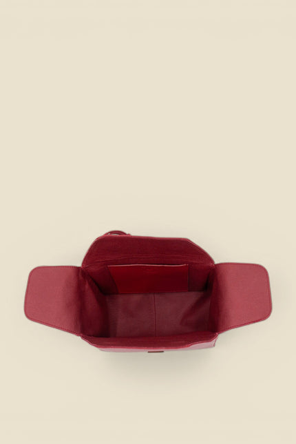 bolso de piel buxus rojo abierto superior
