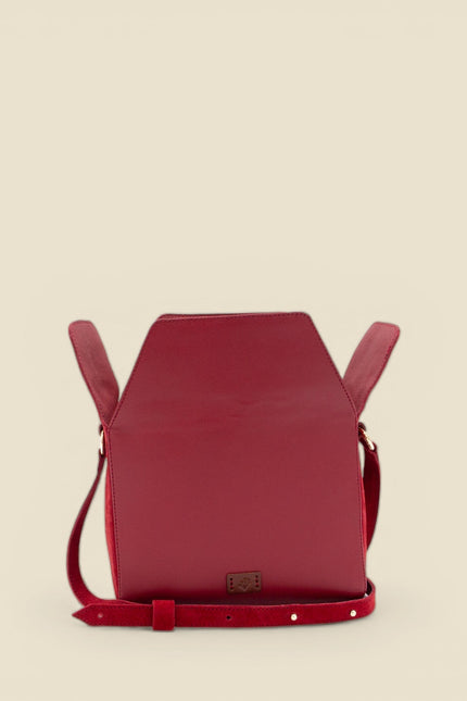 bolso de piel buxus rojo abierto