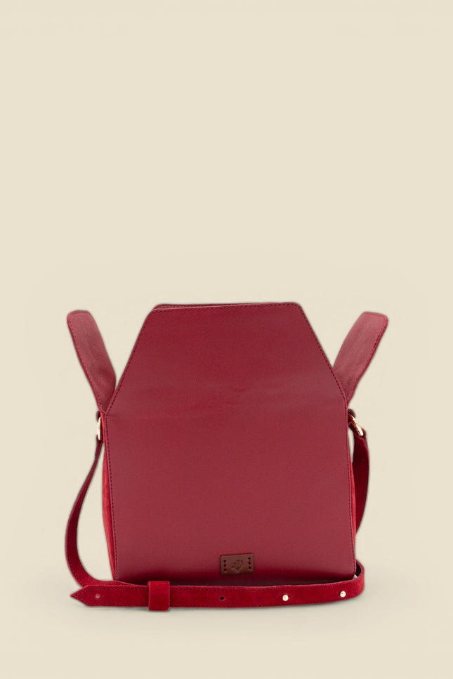 bolso de piel buxus rojo abierto