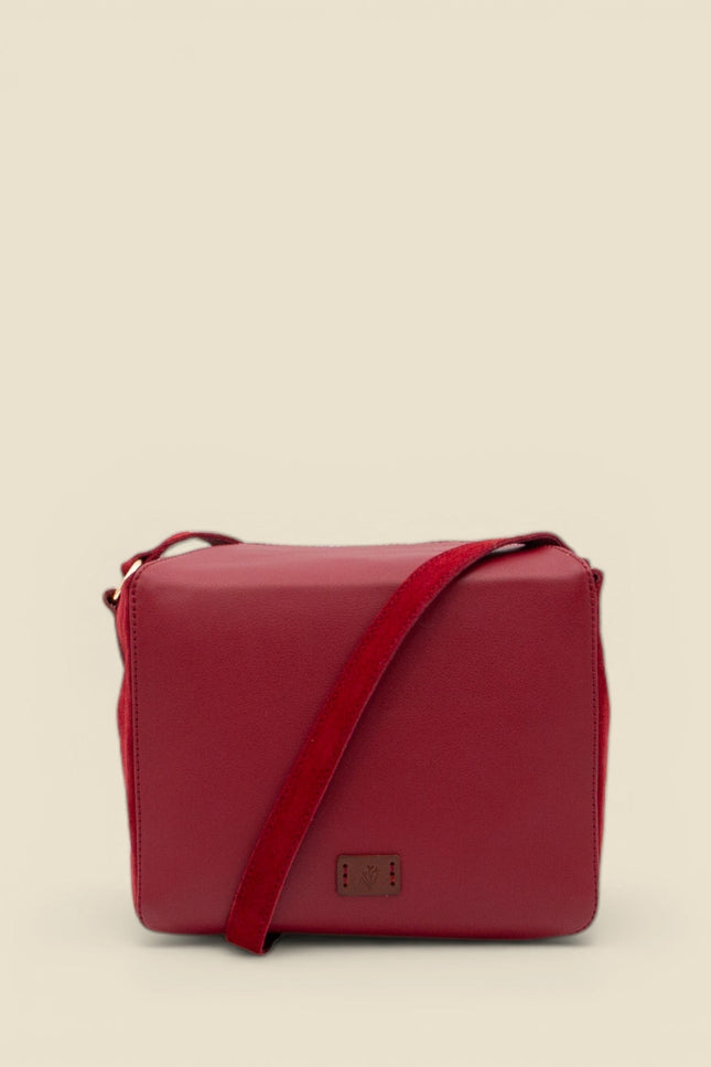 bolso de piel buxus rojo frontal