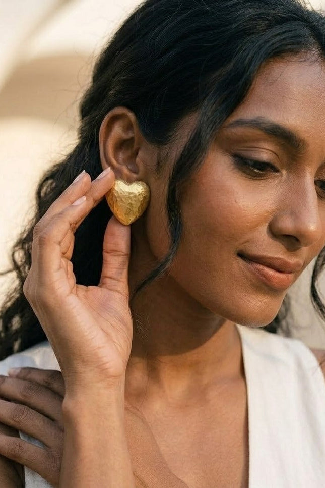 Arvino | Gilded Concave Heart Studs