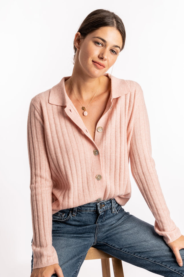 Bel Cashmere | Cardigan Charlotte rosa empolvado