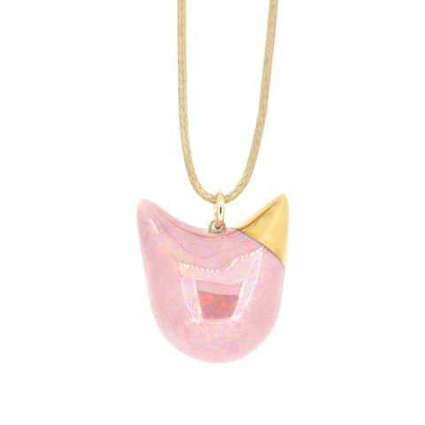 CJ·314 | The Pink Cat Necklace With Golden Ear