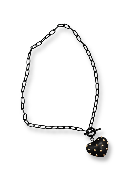 Michael Nash Jewelry | Celestine Matte Black Resin Heart Pendant