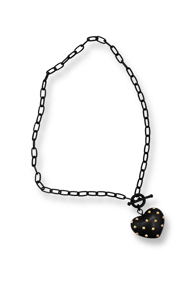 Michael Nash Jewelry | Celestine Matte Black Resin Heart Pendant