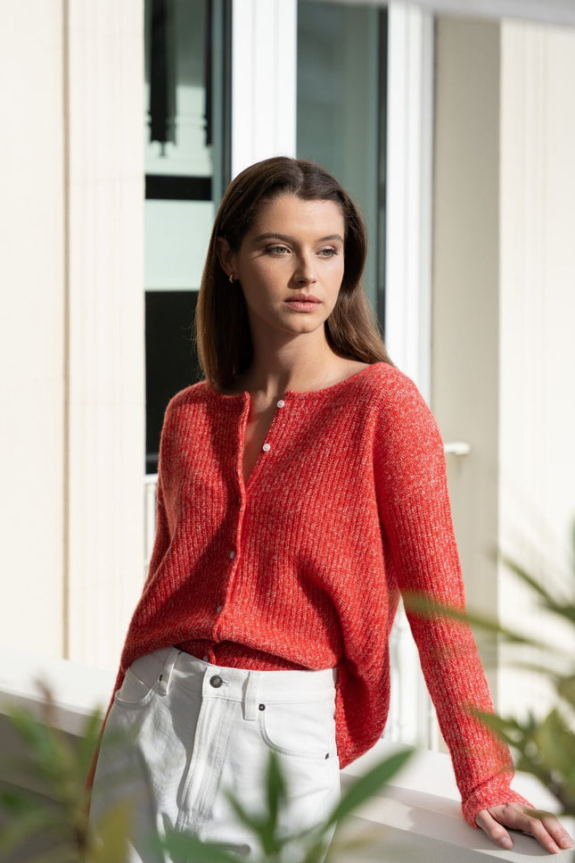 Bel Cashmere | Cárdigan Camille jaspé rojo