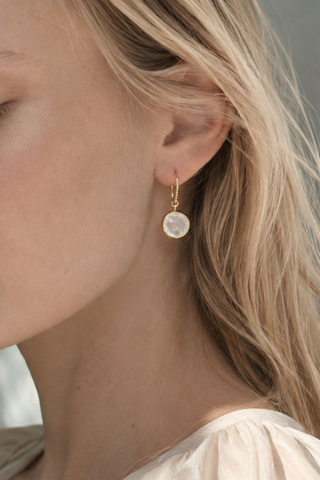 Giselle Vale | Charis Round Gemstone Earrings Moonstone