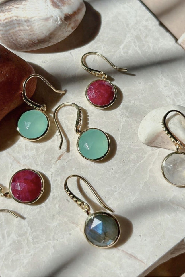 Giselle Vale | Charis Round Gemstone Earrings Moonstone