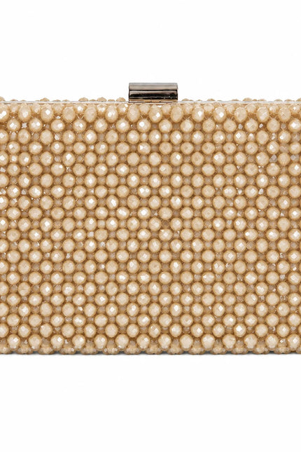 Atelier Emine Clutch Opaline handcrafted crystal clutch bag with elegant crystal details and a detachable premium metal chain, Crystal Gelato Couture collection