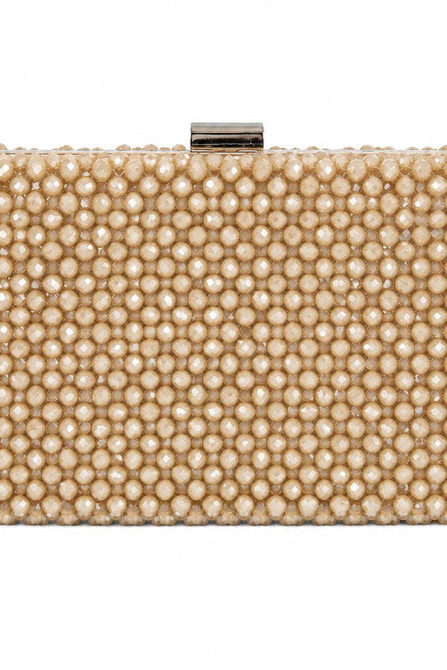 Atelier Emine Clutch Opaline handcrafted crystal clutch bag with elegant crystal details and a detachable premium metal chain, Crystal Gelato Couture collection