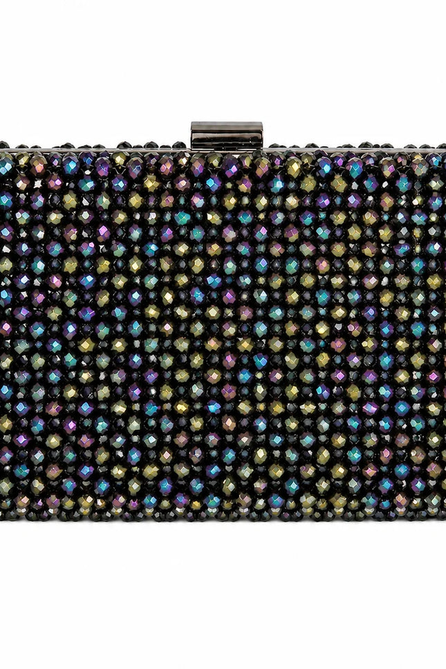 Atelier Emine Clutch Melange handcrafted crystal clutch bag with elegant crystal details and a detachable premium metal chain, Crystal Gelato Couture collection