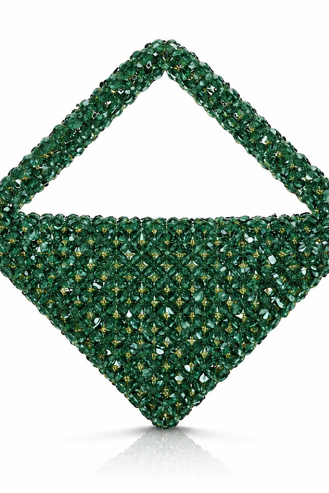 Atelier Emine Viennetta Matcha Crystal Gelato Couture handmade crystal handbag with integrated crystal handle