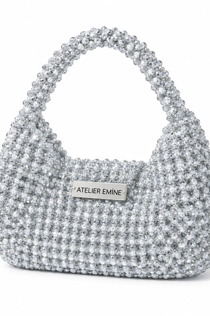 Atelier Emine Stracci Cappuccino Crystal Gelato Couture handmade crystal handbag with integrated crystal stone handle