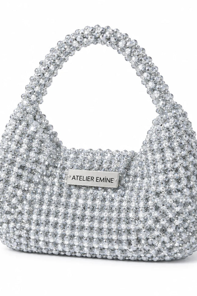 Atelier Emine Stracci Cappuccino Crystal Gelato Couture handmade crystal handbag with integrated crystal stone handle