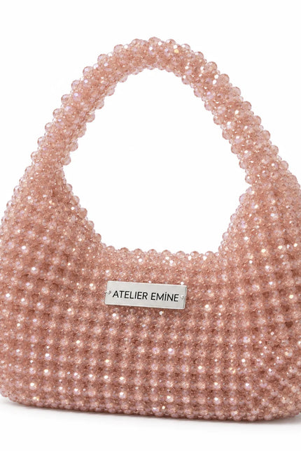 Atelier Emine Stracci Pinky Crystal Gelato Couture handmade crystal handbag with integrated crystal stone handle