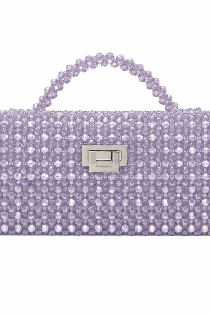 Atelier Emine Panna Lavanda handcrafted crystal bag from the Crystal Gelato Couture series, featuring a crystal stone handle and couture turn-lock closure.