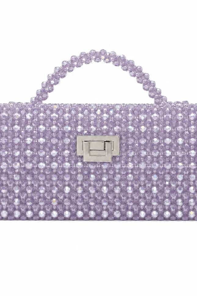 Atelier Emine Panna Lavanda handcrafted crystal bag from the Crystal Gelato Couture series, featuring a crystal stone handle and couture turn-lock closure.