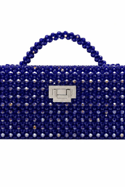 Atelier Emine Panna Navy handcrafted crystal bag from the Crystal Gelato Couture series, featuring a crystal stone handle and couture turn-lock closure.