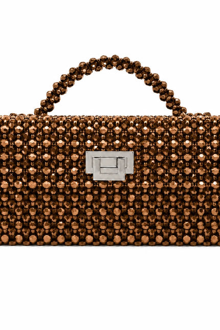 Atelier Emine Panna Mocha handcrafted crystal bag from the Crystal Gelato Couture series, featuring a crystal stone handle and couture turn-lock closure.