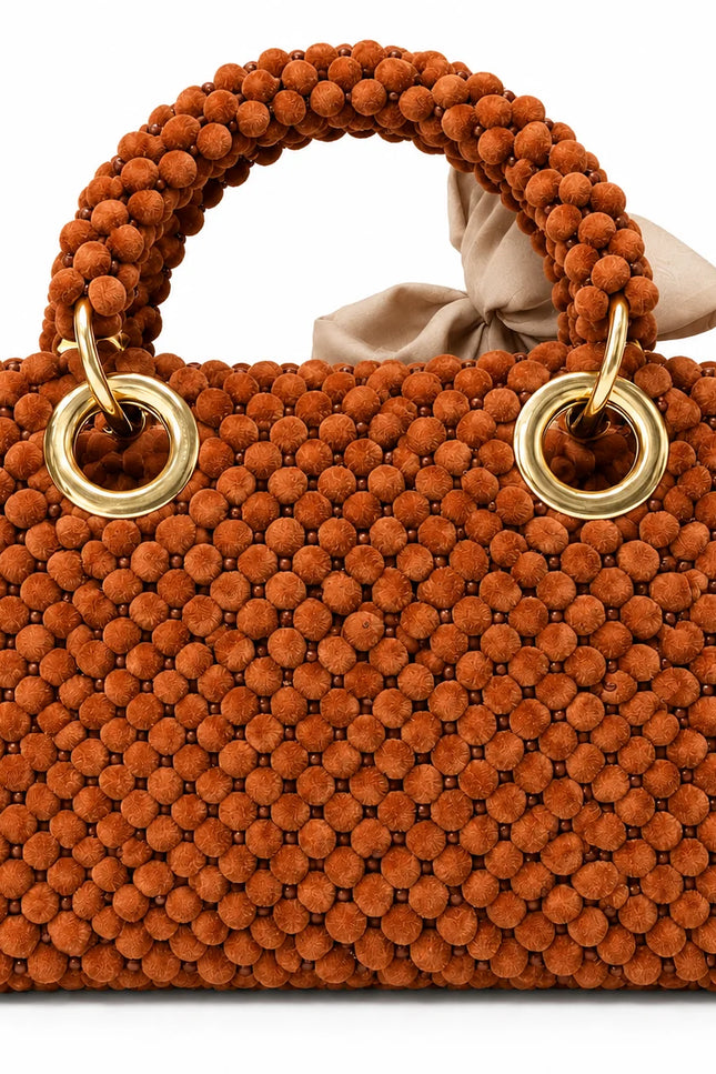 Atelier Emine Silva Cinnamon Velvet Noir Couture premium handmade velvet bag with integrated handle