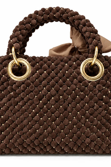 Atelier Emine Silva Walnut Velvet Noir Couture premium handmade velvet bag with integrated handle