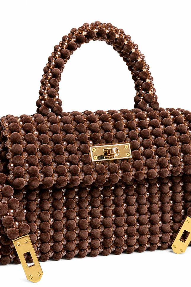 Atelier Emine Velis Cocoa Velvet Noir Couture premium handmade velvet and crystal couture bag with integrated handles