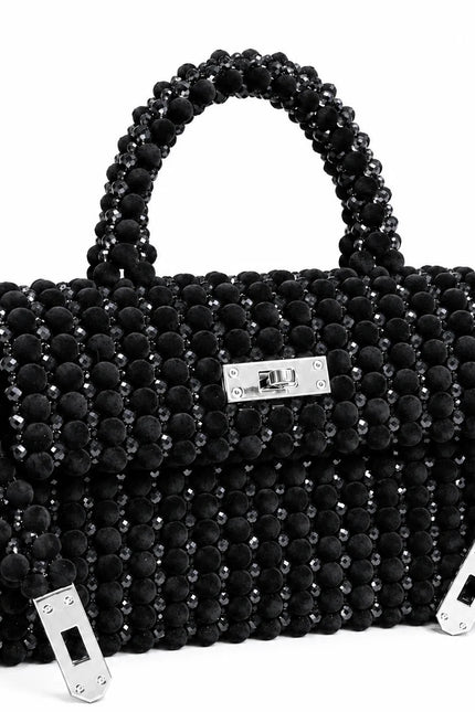 Atelier Emine Velis Ebony Velvet Noir Couture premium handmade velvet and crystal couture bag with integrated handles