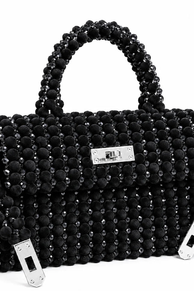 Atelier Emine Velis Ebony Velvet Noir Couture premium handmade velvet and crystal couture bag with integrated handles