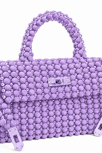 Atelier Emine Velis Mauve Velvet Noir Couture premium handmade velvet and crystal couture bag with integrated handles