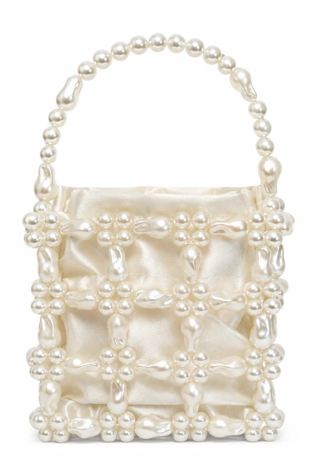 Atelier Emine Ribbon Pouch Pearl Weave Couture luxury handmade pearl pouch with pearl handle