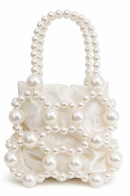 Atelier Emine Bucket Shell Pearl Weave Couture luxury handmade pearl bag with pearl handle