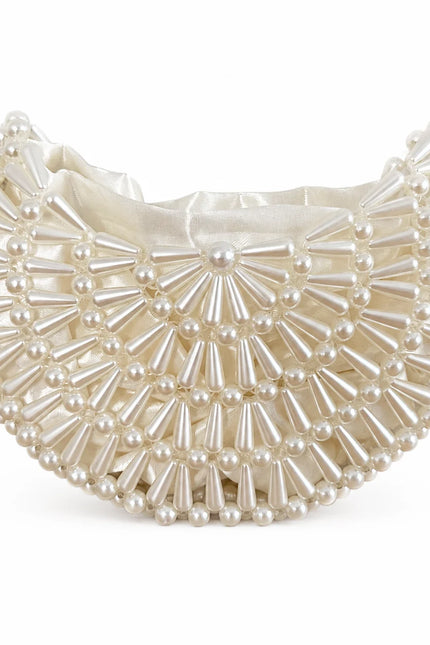 Atelier Emine Clutch Pearly Pearl Weave Couture luxury handmade pearl clutch with pearl handle
