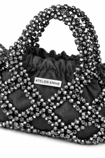 Atelier Emine Budino Darkstone Crystal Gelato Couture handmade crystal handbag with integrated crystal handle