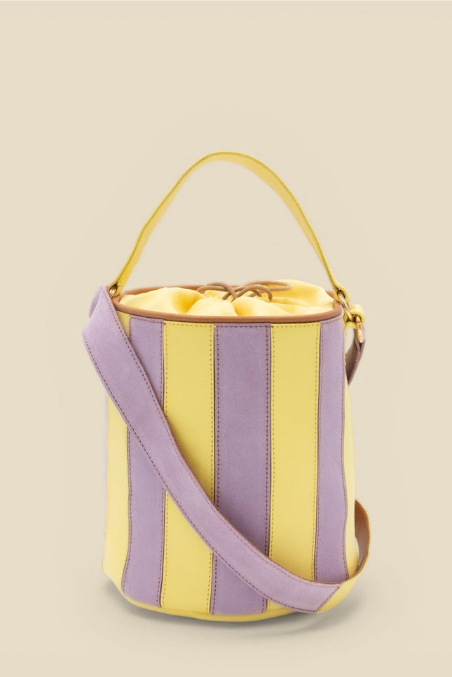 bolso de piel tambour circus malva tira cruzada