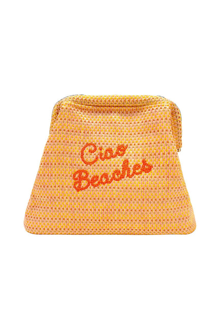 Neon orange Ciao Beaches clutch pouch by Lilly Loves with bold design and compact size, perfect for accessories or essentials.