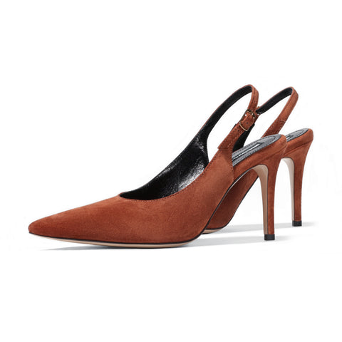 The Mad Shoes | YOKO Slingback Suede Cognac Brown