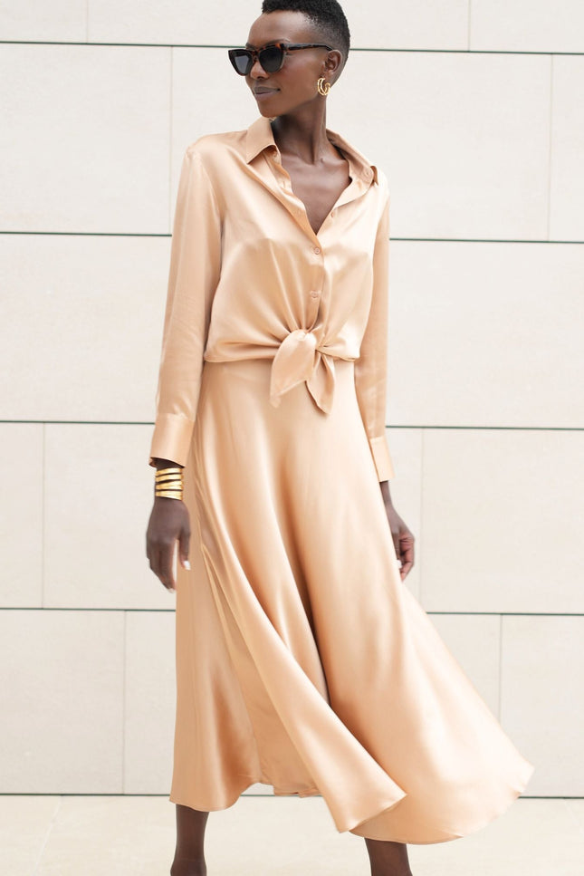 Bel Cashmere | Falda Victoria de seda latte
