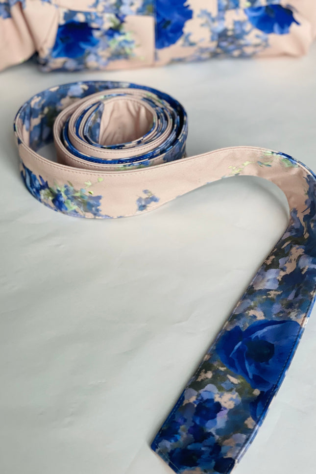 Beige and blue floral matching belt