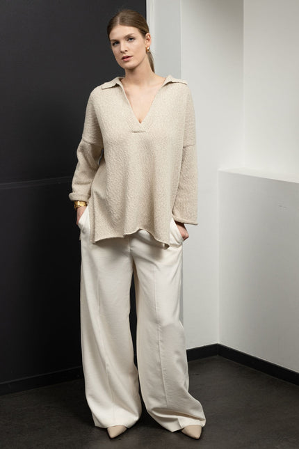 Krista Elsta I Linen cotton polo pullover MARINE