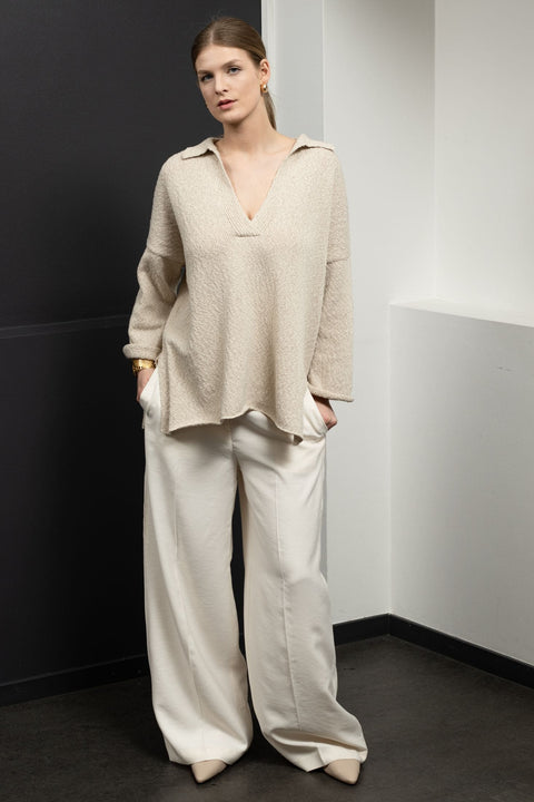 Krista Elsta I Linen cotton polo pullover MARINE