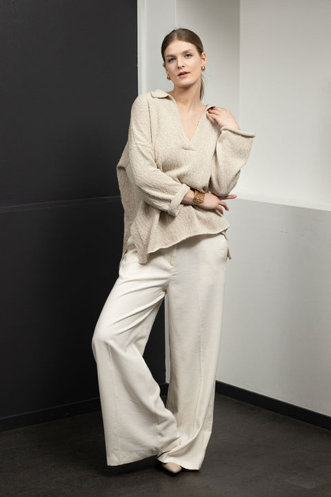 Krista Elsta I Linen cotton polo pullover MARINE