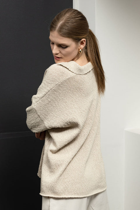 Krista Elsta I Linen cotton polo pullover MARINE