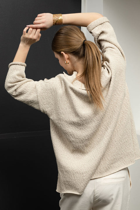 Krista Elsta I Linen cotton polo pullover MARINE