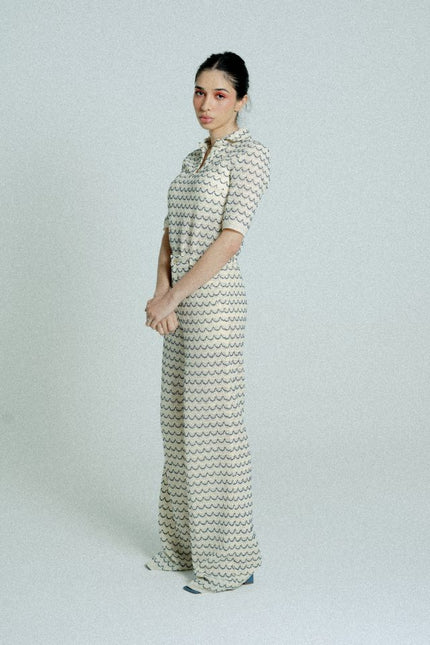 Relax baby be cool | Wide Leg Trousers with marine waves
